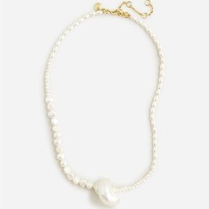 J. Crew White Pearl Necklace with Shell Pendant